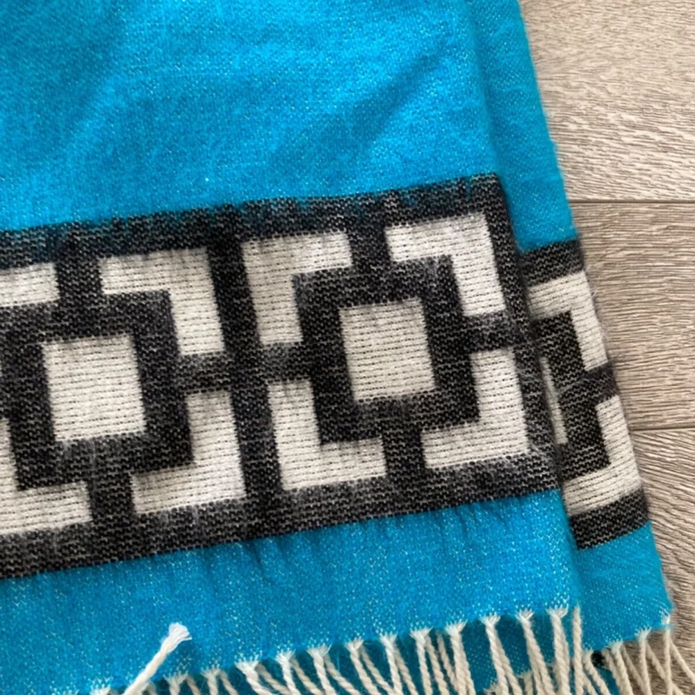 Jonathan Adler Throw 100% Alpaca Wool Blanket Nixon Fringe Turquoise 60